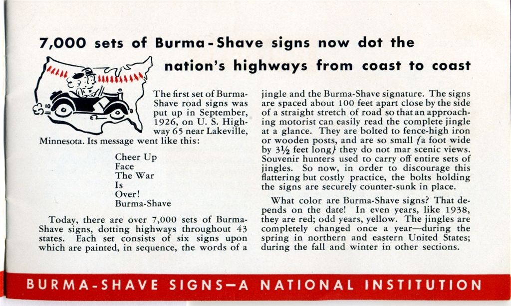 Burma-Shave brochure