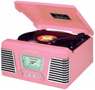 Photo of a pink record player