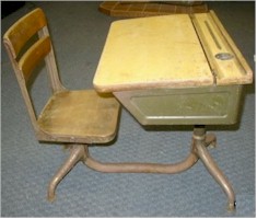 Student desk with inkwell