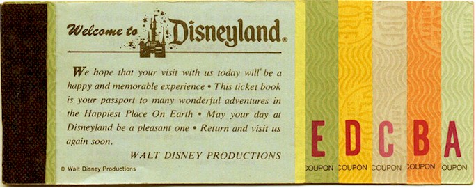 Disneyland A-E ticket book